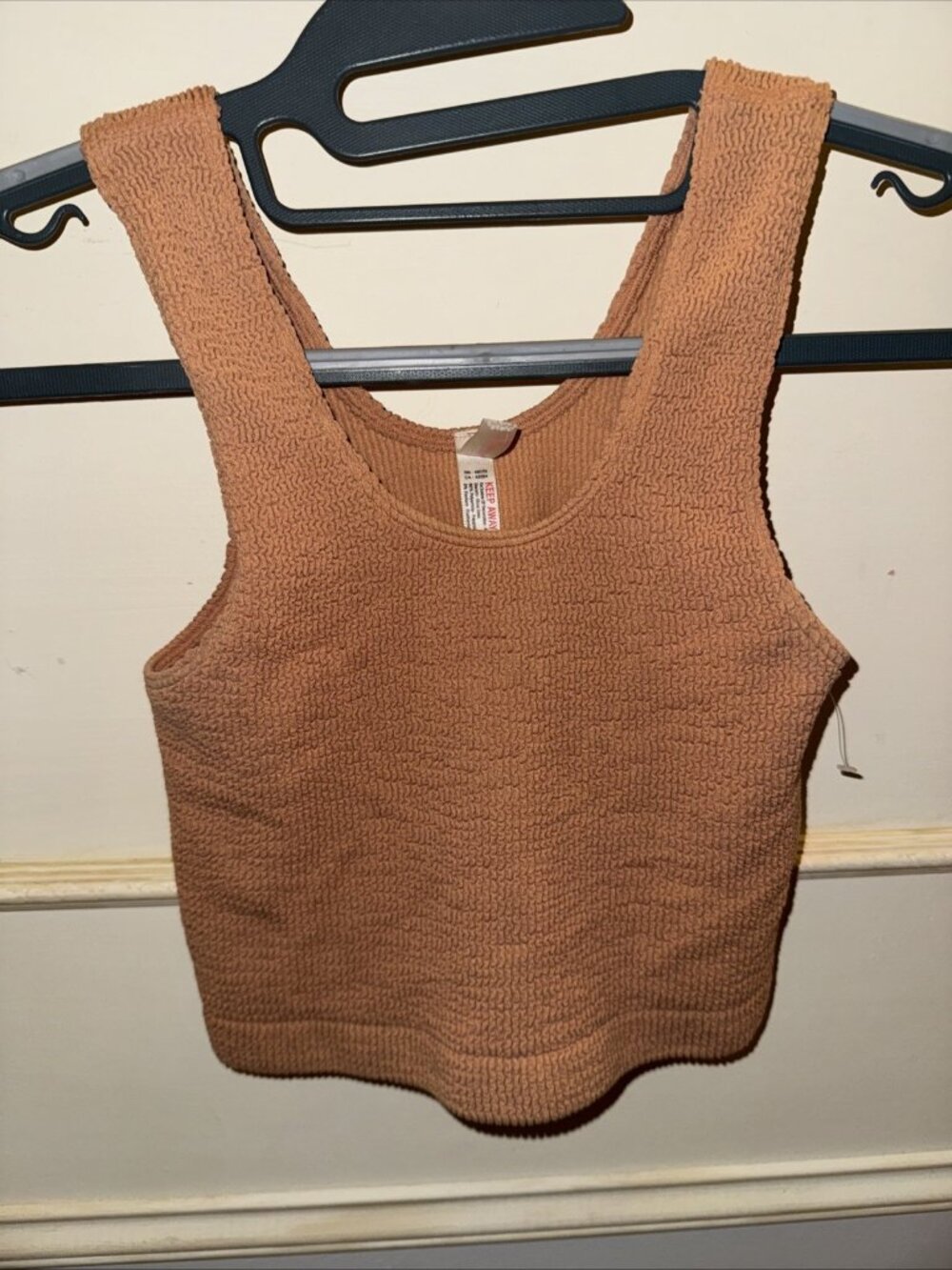 Free People FP Movement Ribbed Squiggled Seamless Crop Tank Top Clay Orange - Picture 2 of 6